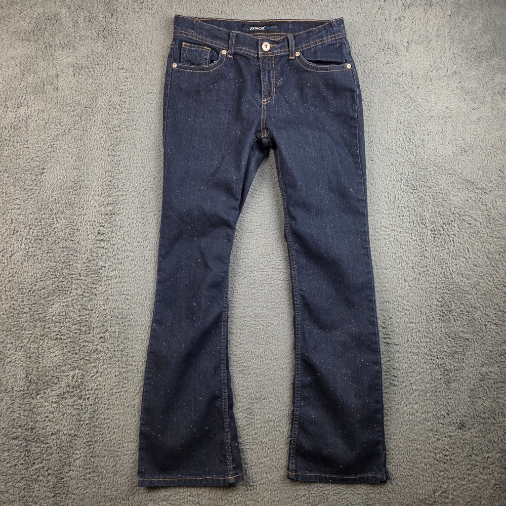 Y2K Jordache Jeans Girl's 14 Flare Leg Dark Wash Glitter Stretch Denim Pants